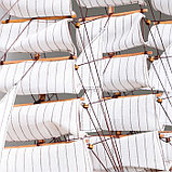 Корабль сувенирный большой «Дания», борта белые, паруса белые с полосами, 65х65х10 см, фото 4