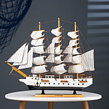 Корабль сувенирный большой «Дания», борта белые, паруса белые с полосами, 65х65х10 см, фото 8