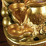 Фонтан настольный от сети, подсветка "Китайская монета" золото 26х18х17 см, фото 6