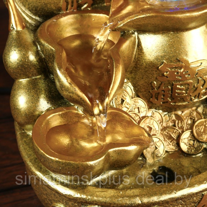 Фонтан настольный от сети, подсветка "Китайская монета" золото 26х18х17 см - фото 6 - id-p226407072
