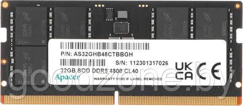 Оперативная память Apacer 32ГБ DDR5 SODIMM 4800 МГц AS32GHB48CTBBGH - фото 1 - id-p226407414