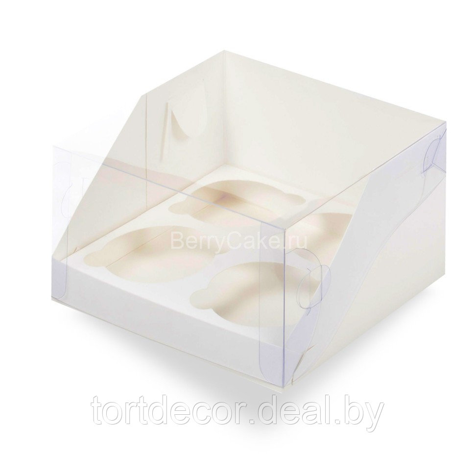 Коробка на 4 капкейка с пластиковой крышкой 160*160*100 мм - фото 1 - id-p226408243
