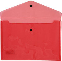 Папка-конверт пластиковая на кнопке «Стамм.» А4+ толщина пластика 0,15 мм, прозрачная красная