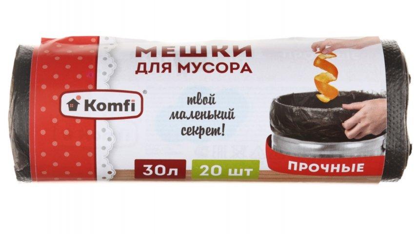 Пакеты для мусора Komfi  30 л, 20 шт., серые