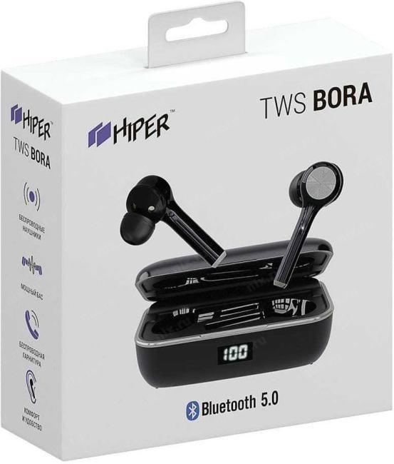 HTW-HDX1 HIPER наушники TWS BORA HDX Bluetooth 5.0 гарнитура Li-Pol 2x50mAh+800mAhLCDметаллсерый - фото 1 - id-p226413953