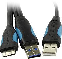 Кабель Vention VAS-A62-B100 USB 3.0 A(m) USB 2.0 A (m) micro USB 3.0 B (m) 1м черный