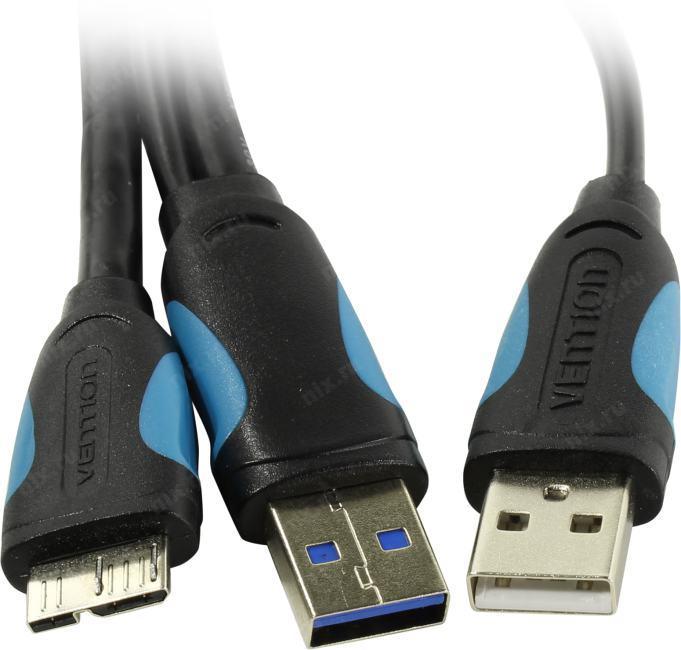 Кабель Vention VAS-A62-B100 USB 3.0 A(m) USB 2.0 A (m) micro USB 3.0 B (m) 1м черный - фото 1 - id-p226414105