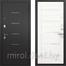 Входная дверь Mastino T3 Trust Eco MP черный муар металлик/черный муар/белый ларче