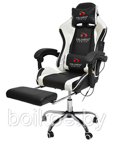 Кресло игровое с массажем и подножкой Calviano AVANTI ULTIMATO с подножкой черно-белый