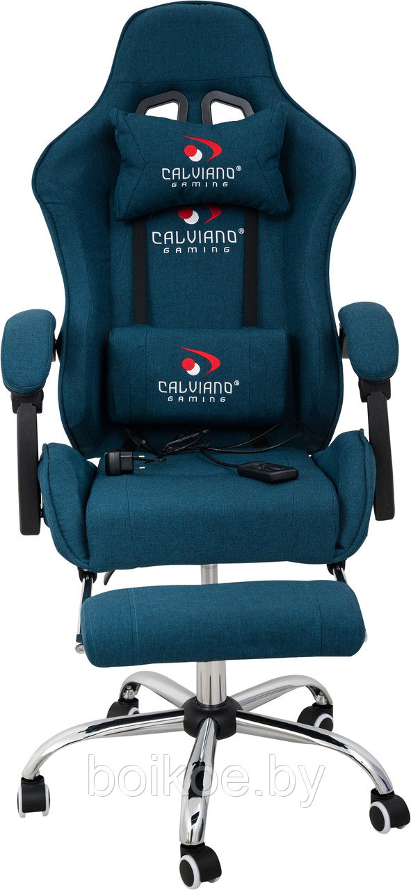 Кресло игровое с массажем и подножкой Calviano AVANTI ULTIMATO с подножкой бирюза - фото 6 - id-p226419633