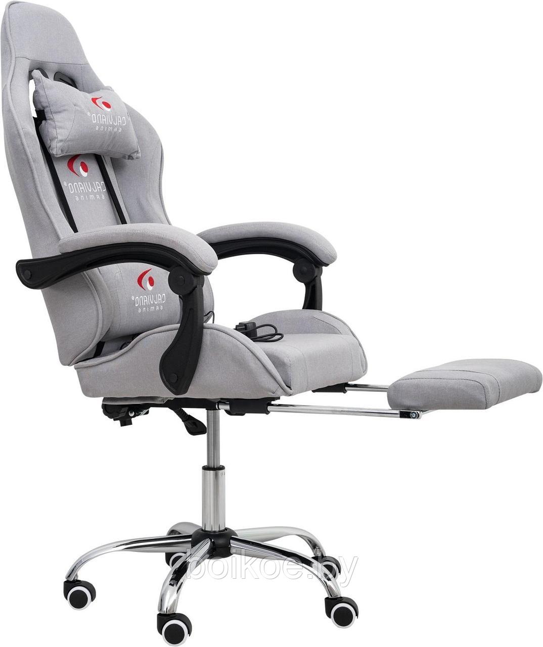Кресло игровое с массажем и подножкой Calviano AVANTI ULTIMATO с подножкой серый - фото 2 - id-p226419911