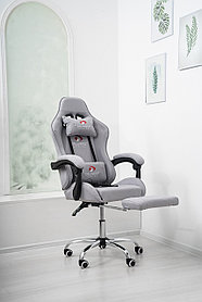 Кресло игровое с массажем и подножкой Calviano AVANTI ULTIMATO с подножкой серый