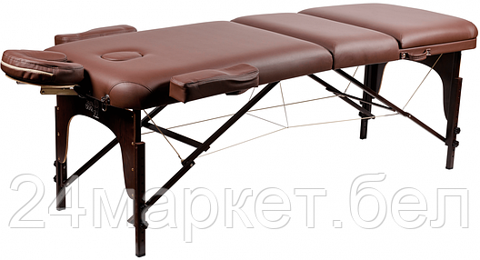 Массажный стол Atlas Sport 70 см XXL PRO с валиком (с memory foam) складной 3-с деревянный  (коричневый), фото 2