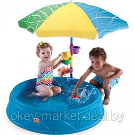 Песочница детский садовый бассейн с зонтиком и аксессуарами 2в1 Step2  7160