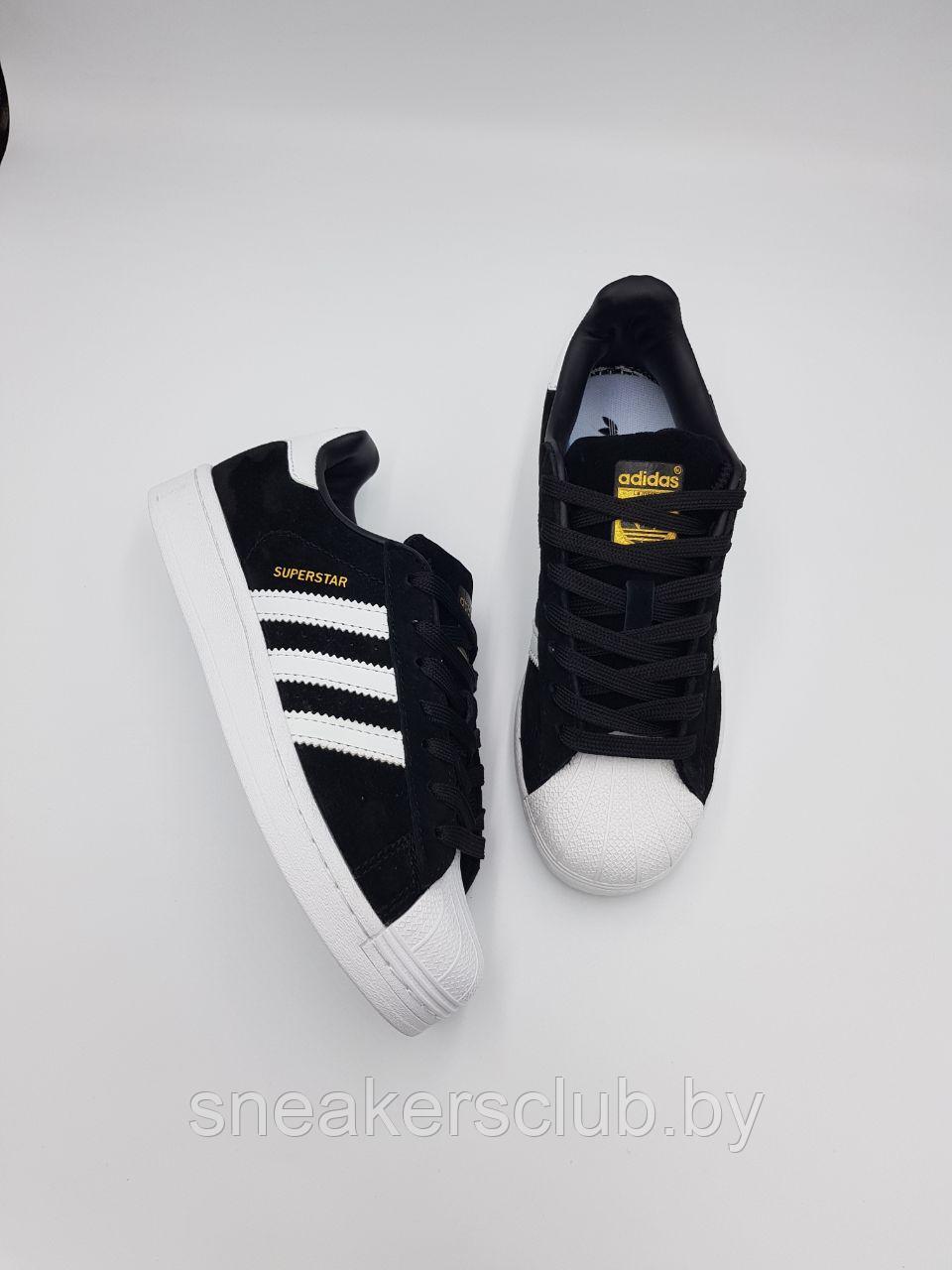 Кроссовки Adidas черно-белые Superstar женские / подростковые / демисезонные / повседневные - фото 2 - id-p226444225