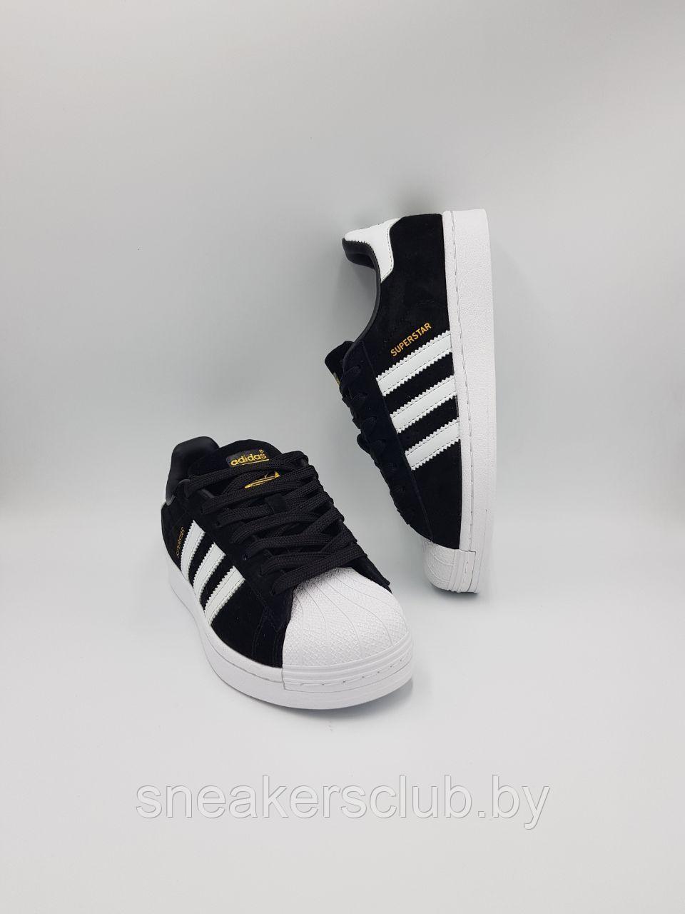 Кроссовки Adidas черно-белые Superstar женские / подростковые / демисезонные / повседневные - фото 1 - id-p226444225