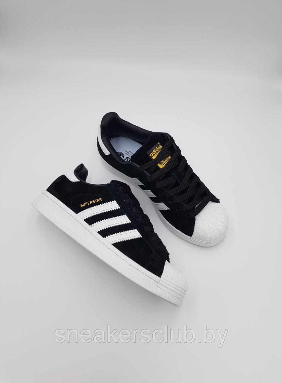 Кроссовки Adidas черно-белые Superstar женские / подростковые / демисезонные / повседневные - фото 4 - id-p226444225