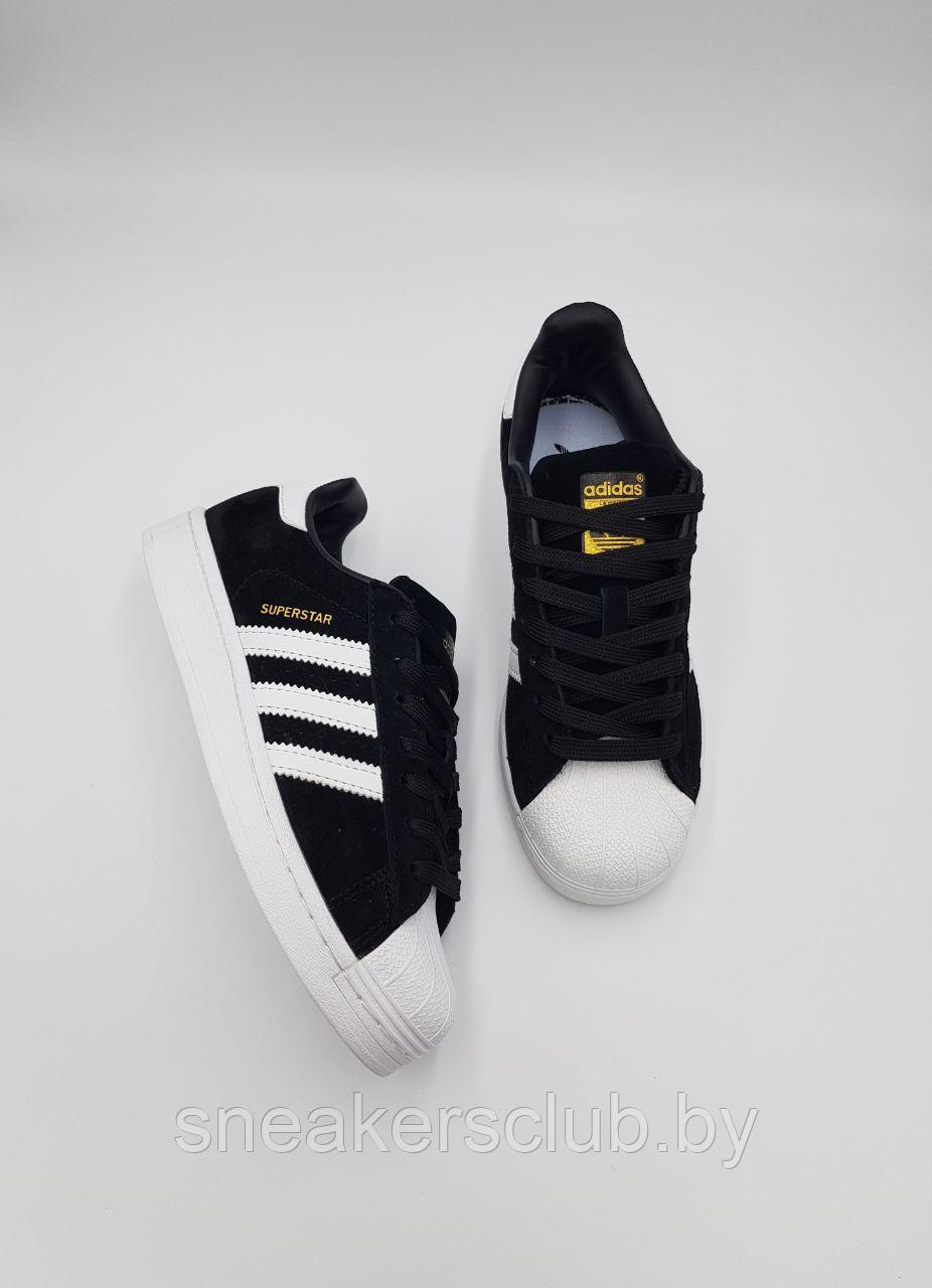 Кроссовки Adidas черно-белые Superstar женские / подростковые / демисезонные / повседневные - фото 5 - id-p226444225