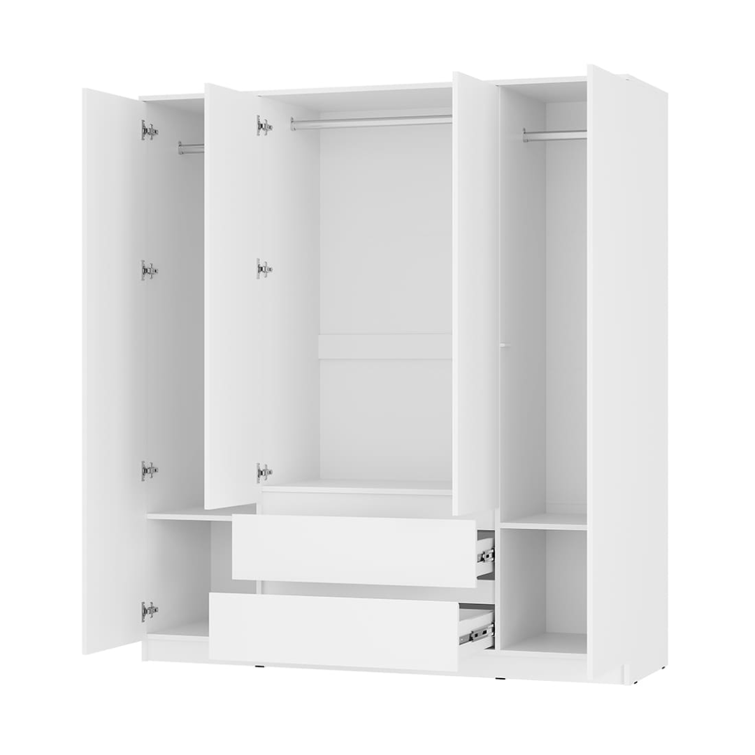 Шкаф 4-х створчатый Симпл с тумбой - Белый (BTS) - фото 3 - id-p226446256