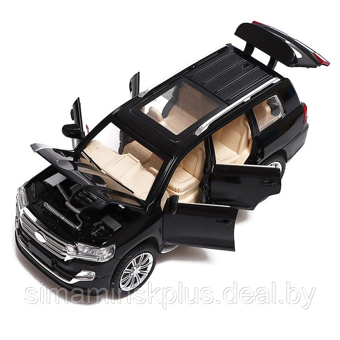 Машина металлическая Toyota Land Cruiser, масштаб 1:24, открываются двери, капот, багажник, цвет чёрный - фото 4 - id-p226446730