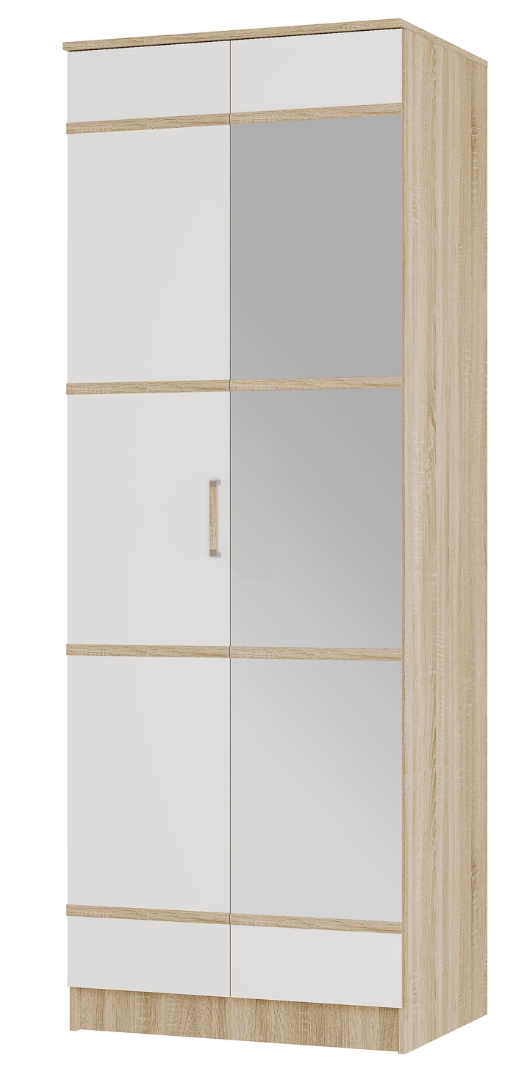 Шкаф двухстворчатый Сакура с зеркалом - Дуб сонома/Белый (BTS) - фото 1 - id-p226447402