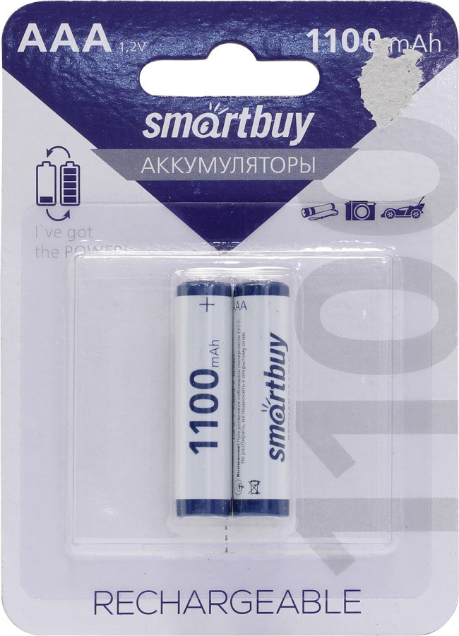 Аккумулятор Smartbuy SBBR-3A02BL1100 (1.2V 1100mAh) NiMh Size "AAA" уп. 2 шт - фото 1 - id-p225163909