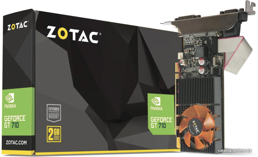 Видеокарта Zotac GT710 2GB DDR3 64-bit 954/1600 HDCP DVI HDMI VGA Lite Pack - фото 1 - id-p225831686