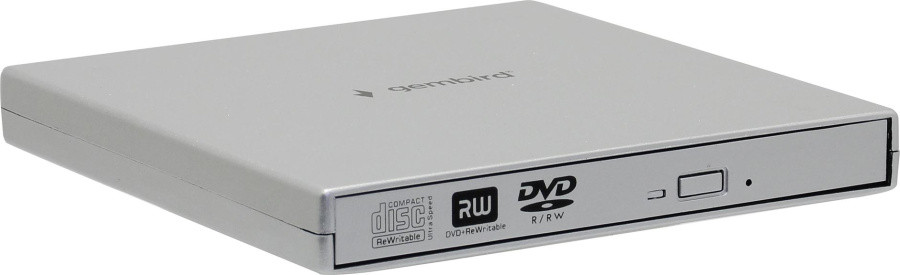 Привод DVD RAM & DVD±R/RW & CDRW Gembird DVD-USB-02-SV USB2.0 EXT Silver (RTL)