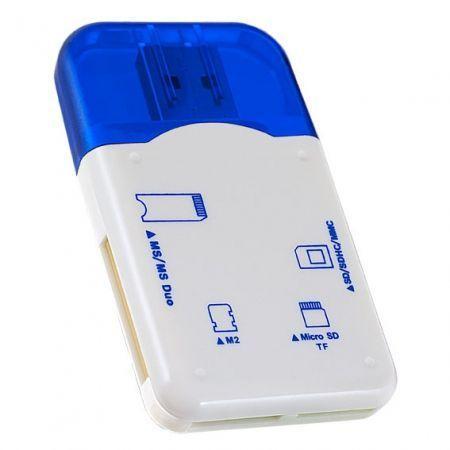 Карт-ридер внешний USB Perfeo SD/MMC+Micro SD+MS+M2, (PF-VI-R010 Blue) синий (PF_4257) - фото 1 - id-p226447471