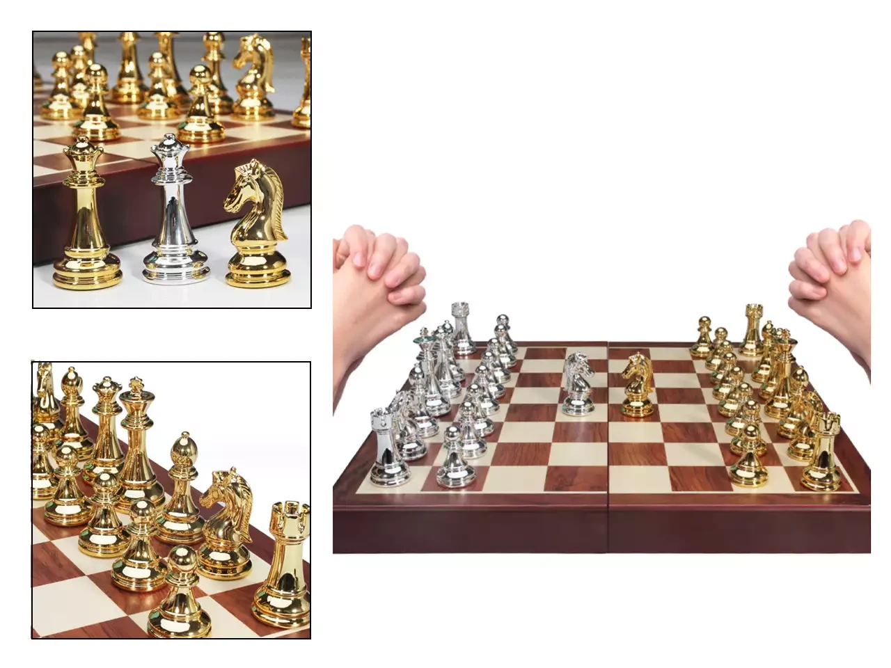 Набор премиальных шахмат из металла с деревянной доской 39х39 см - фото 3 - id-p226447908