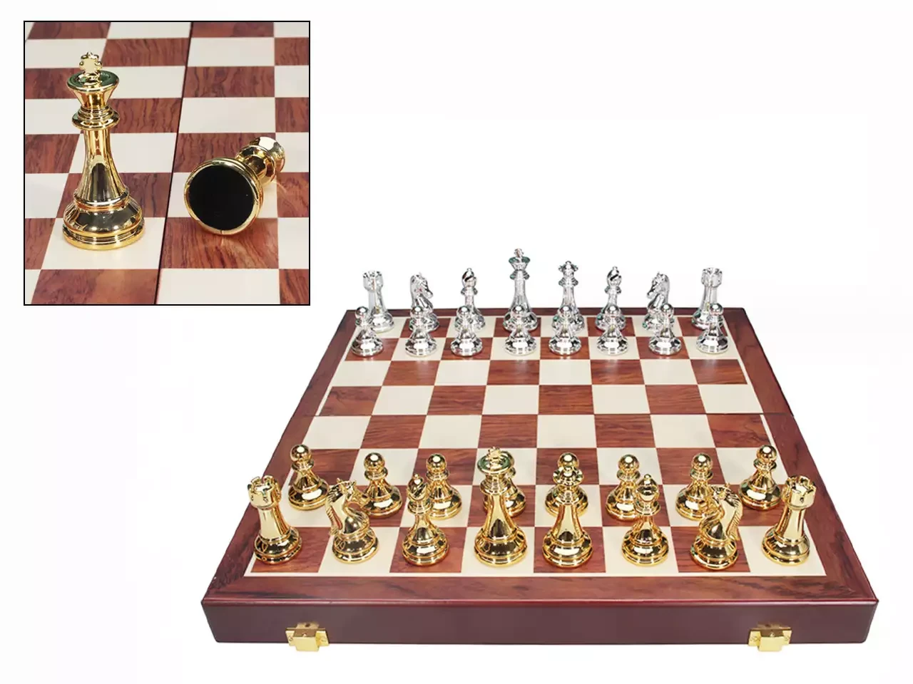 Набор премиальных шахмат из металла с деревянной доской 39х39 см - фото 4 - id-p226447908