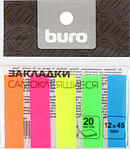 Закладки-разделители пластиковые с липким краем Buro 12*45 мм, 20 л.*5 цветов