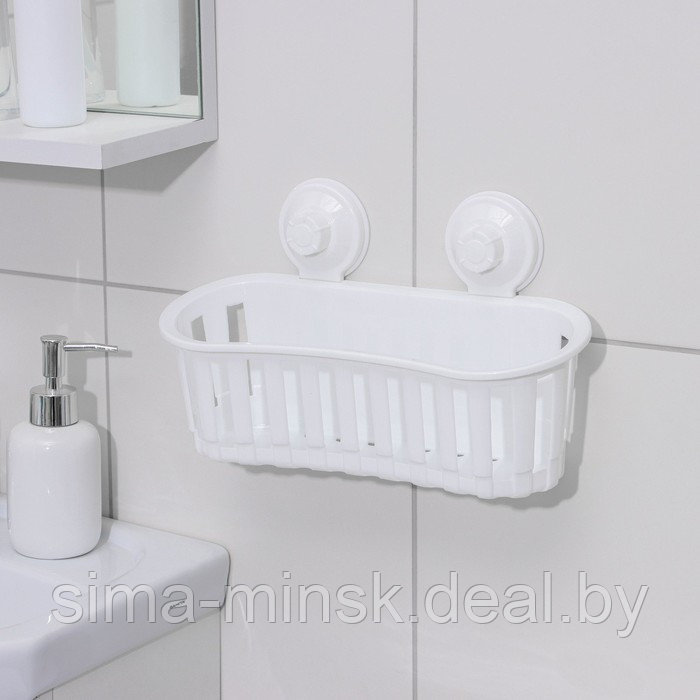 Держатель для ванных принадлежностей на вакуммных присосках, 30×11×9 см, цвет белый - фото 1 - id-p226449063