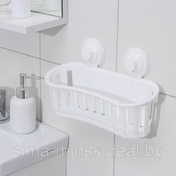 Держатель для ванных принадлежностей на вакуммных присосках, 30×11×9 см, цвет белый - фото 2 - id-p226449063