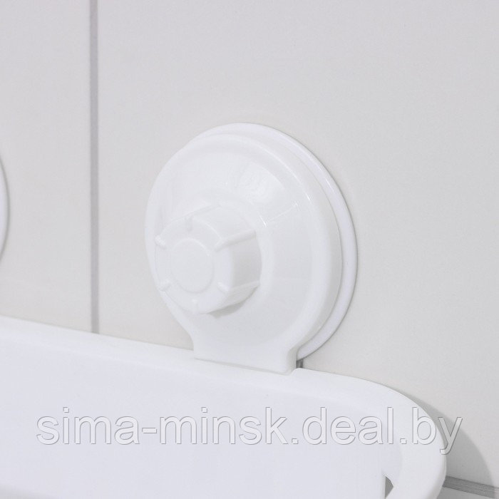 Держатель для ванных принадлежностей на вакуммных присосках, 30×11×9 см, цвет белый - фото 3 - id-p226449063