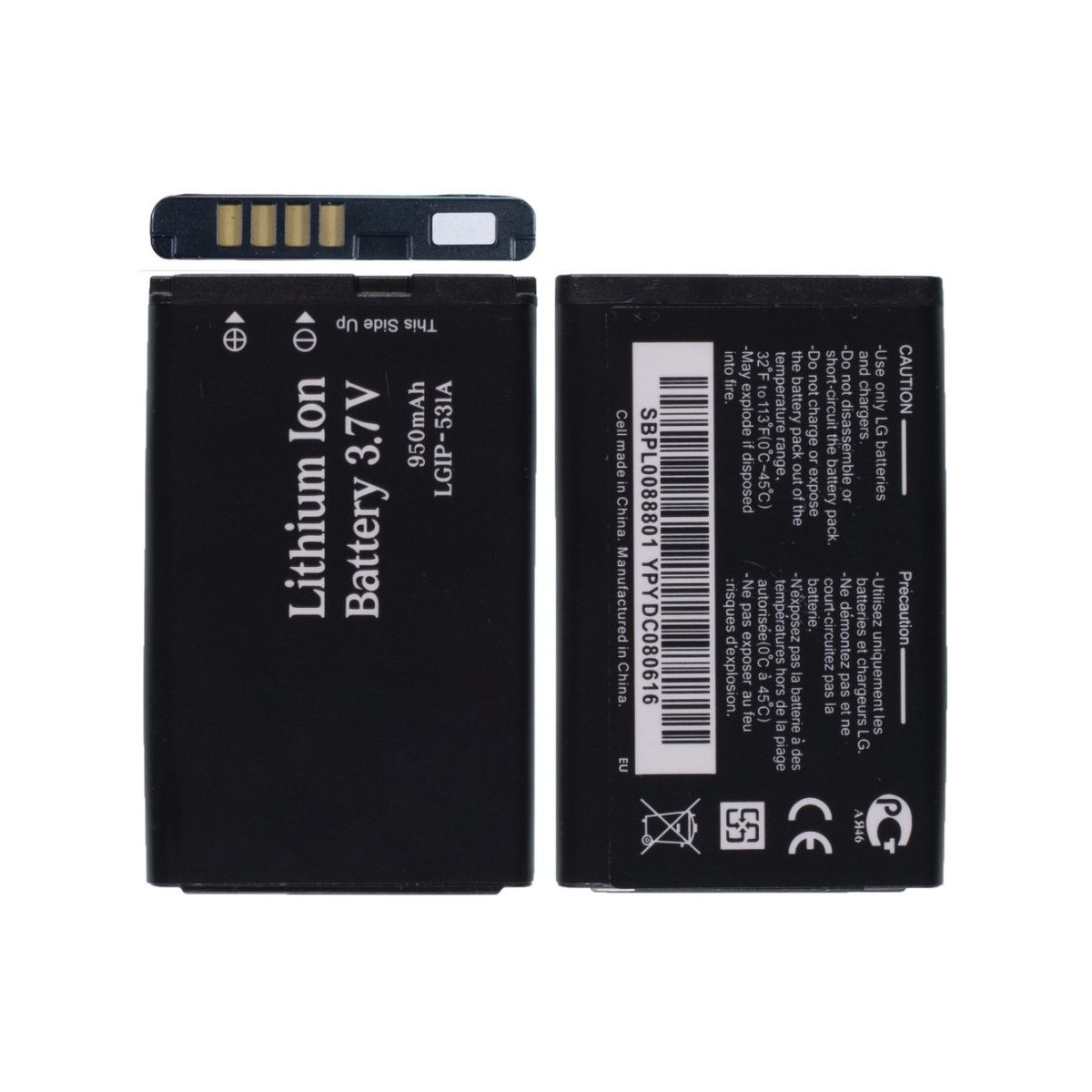 Аккумулятор (батарея) для телефона LG G360, GM200 (LGIP-531A), 950mAh