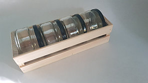 Набор банок. Набор для создания подарка  "Икорный квартет",  4 стеклянных пустых  баночки 100мл с крышками в