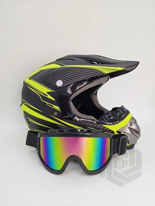 Шлем для квадроцикла эндуро мотокросса мотоцикла Спортивный кроссовый мотошлем с очками мото кросс - фото 10 - id-p226449943