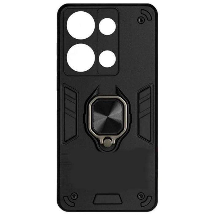Чехол DF для Poco M6 Pro 4G / Xiaomi Redmi Note 13 Pro 4G с магнитом и кольцом Black poArmor-03 - фото 1 - id-p226450042