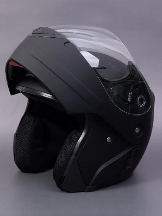 Шлем модуляр трансформер интеграл мотоциклетный мотошлем для мотоцикла мото флип ап с очками черный матовый - фото 9 - id-p226450673