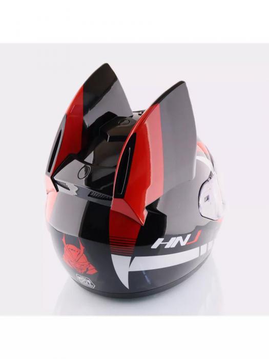 Мотошлем с ушками женский мотоциклетный шлем для девушек мотоцикла мото спортивный котошлем черный - фото 5 - id-p226450678