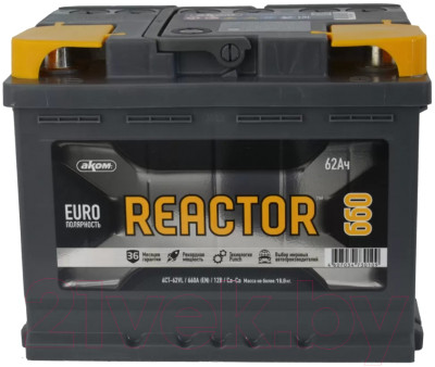 Автомобильный аккумулятор AKOM Реактор 6СТ-62 Евро / 562020009 - фото 1 - id-p217132610