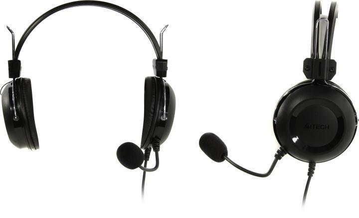 Наушники с микрофоном A4Tech HU-35 Black (шнур 2м USB с регулятором громкости) - фото 1 - id-p226454933
