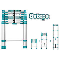 Лестница телескопическая алюминиевая 2580 мм TOTAL THLAD08081