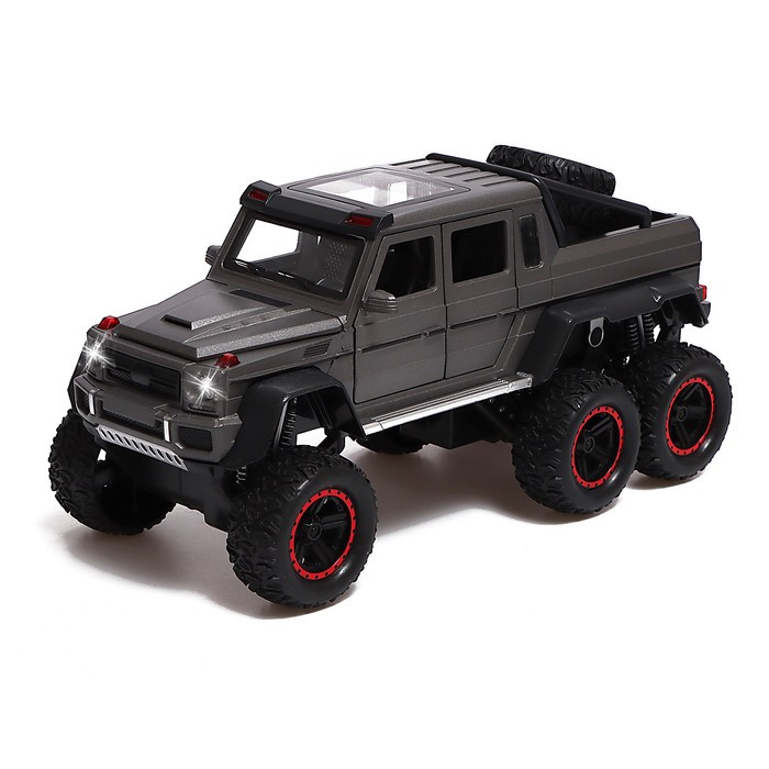 Машина металлическая Mercedes-Benz G55 6х6, масштаб 1:24, открываются двери, капот, багажник, цвет серый - фото 1 - id-p226498446