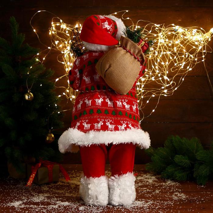 Дед Мороз "В красной шубке с оленями, с веточками" 60 см - фото 4 - id-p226498707