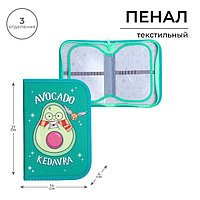 Пенал 3 секции, вкладка внутри, 140 х 210 х 40 мм, тканевый, Calligrata TOP Block "Авокадо", в стиле Гарри