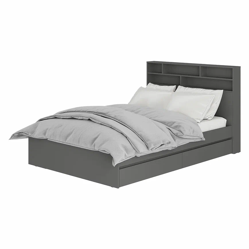 Кровать 1,2 м Симпл КР-07 с надстройкой - Графит (BTS) - фото 1 - id-p226499168