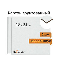 Картон грунтованный 18 х 24 см, толщина 2 мм, акриловый грунт, Calligrata, в наборе 9 шт.