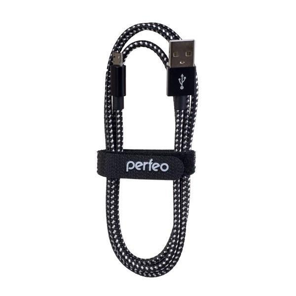 PERFEO Кабель USB2.0 A вилка - Micro USB вилка, черно-белый, длина 3 м. (U4802) - фото 1 - id-p226499337